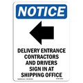 Signmission OSHA Sign, 10" H, Rigid Plastic, Delivery Entrance Sign With Symbol, Portrait, V-10969 OS-NS-P-710-V-10969